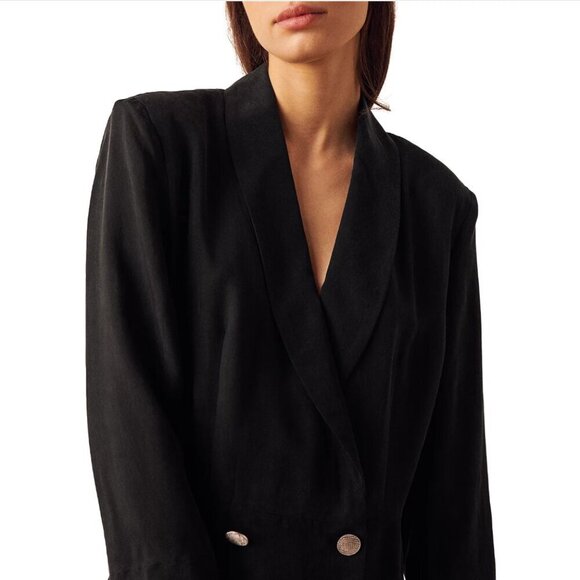 ba&sh Arya Blazer Button Dress (Women's size 8 US) Black Cupro NWT - Picture 5 of 16